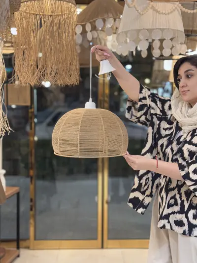 لوستر رافیا مدل نیم دایره