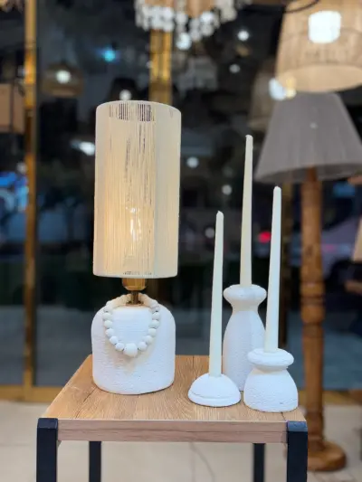 آباژور رومیزی مدل سنگی گنبدی با شید استوانه 15